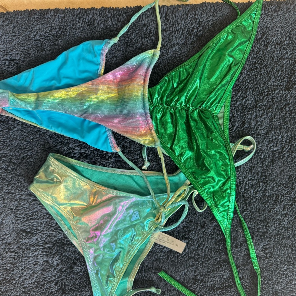 Vibrant metallic Bikini bottoms. Set of 3.  Never worn.